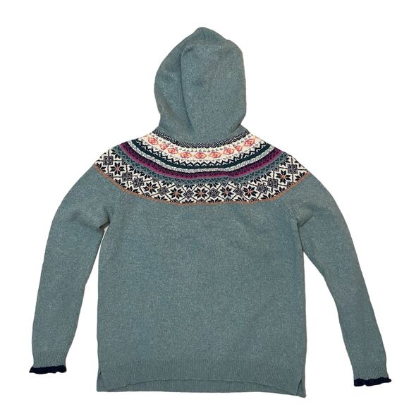 Tabitha Webb Knit Pullover Hoodie Hooded Sweater Wool Blend Fair Isle Size Large - Picture 7 of 8